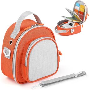 Carrying Case Compatible with Yoto Mini 2024 Edition Kids Audio Music Player & Headphone, Travel Storage Bag for Audiobook Cards Radio (Up to 30 Cards) with Adjustable Strap, Pink(Bag Only)