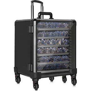 Trolley Miniatures Transport Display Storage Case Aluminum Alloy Frame with 5 Detachable Swivel Wheels and Lock (Large Size)