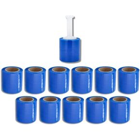 Yellow Stretch Wrap, 12 Pack, 5 Inch, 1000 Feet/Roll, 80 Gauge, Includes Handle, Dark Tint, Plastic Cling for Bundling, Strapping, Wrapping