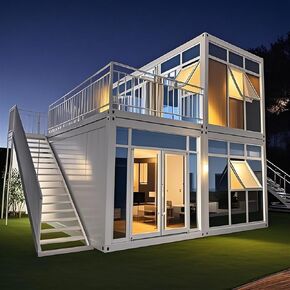 Modern 2-Story Modular Office Building – Prefab Expandable Container Structure for Portable Workspace or Commercial Use