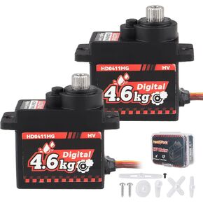 HobbyPark Waterproof 12g Micro Servo Motor Metal Gear Arduino Servo Digital Servo Mini 4.6kg High Torque HV for 1/24 RC Crawler Car Airplane Boat Robotics 180°(2-Pack)