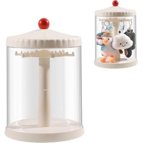 360° Rotating Clear Display Case for 5.9-6.7 Plush Dolls, Collectible Toy, Action Figures, Transparent Dust-Proof Protective Storage Box with Cover, Stackable, White