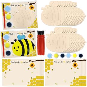 Bee Birthday Party Decorations 24 Pcs Wooden Bee Craft Kits to Paint Bee Party Favors Bee Themed Gifts Honey Baby Shower Decorations