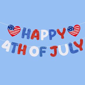 Pre Strung Happy 4th of July Banner Red Blue White Happy American Fourth of July Sign Party in the USA Decor Independence Day Party Favors Patriotic Supplies