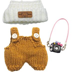 Suitable for 17cm Doll Clothes Set, Compatible with 6.7-Inch Dolls Accessories Doll Outfit- Clothes+Hat+Doll Accessories No Dolls (Brown A)