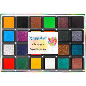 Mini Craft Ink Pads for Stamps,24 Color Kids Finger Ink Pad Washable Color DIY Stamp Pad for Scrapbook,Paper,Clothing,Wood Fabric