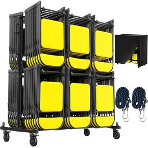 Folding Chair Cart,1000 LBS Capacity,Holds 84 Folding Chairs or 24 Tables,Heavy Duty Metal Chair Rack with Outdoor Cover and 360° Rubber Locking Wheels