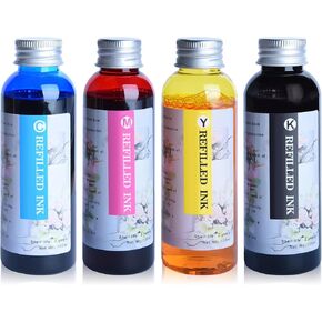 Ink Refill Bottles Use for WF7710 ET2720 ET15000 WF3640 WF7110 WF7210 (4-Pack, BKCMY 100ml)