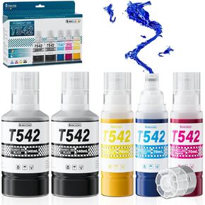 542 Ink Refill Bottles Compatible for ET-5150 ET-5800 ET-5850 ET-5170 ET-16600 ET-5880 ET-16650 ET-5180 Printers, High Capacity Color Combo 5-Pack (2BK C M Y)