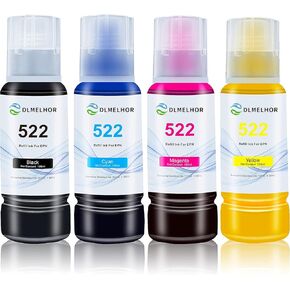 T522 522 Ink Refill Bottles Compatible for EPN EcoTank ET-2700 ET-2720 ET-2800 ET-2803 ET-4700 ET-2760 Printers with 4x100ML（1BK，1CY，1MG，1YL）