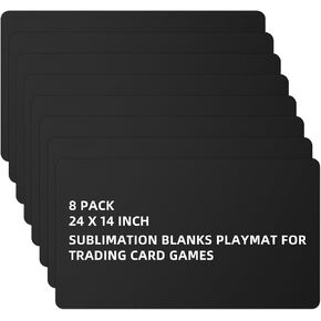 Yexiya 8 Pcs 12 Pcs Card Game Mats 14 x 24 Inch Sublimation Blanks Playmat for Trading Board Game Smooth Rubber Playing Mat for Games, Mouse Pad (Black)