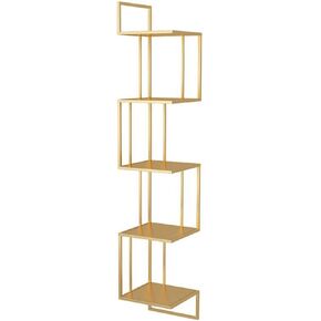 Bookcase Shelf 5 Tier Shelf Wall Mounted Bookcase Corner Bookshelf for Bedroom Office Living Room Bathroom Storage Rack Display Stand Bookshelf with Storage