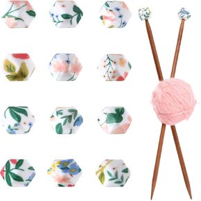 12 Pcs Knitting Needle Stoppers Stitch Stoppers for Knitting Needles, Silicone Knittings Needle Point Protectors Caps Holders Hexagon, Fit Size US 2.5-13 (3mm-9mm) Needles