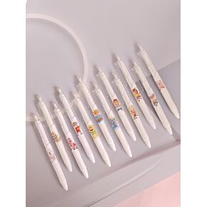 12 Pcs Cute Cartoon Pens piggy gel pens black School Supplies Anime Cartoon School Supplies 0.5mm in Saudi Arabia