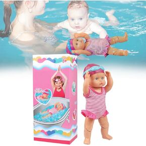 2025 New Packaging Waterproof Swimmer Doll，Backstroke Swimming Electric Water Baby for Pool，for Pools/Bathroom Play (2025 New Upgrade)