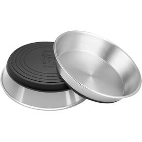 2 Pack Stainless Steel Whisker Friendly Shallow and Wide Cat Bowls for Food and Water, Non-Slip Silicone Cute Bottom for Small Dog Puppies Cats.