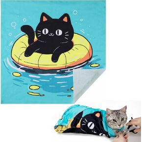 Cat Grooming Wrap21.7"*21.7", Self-Adherent Anti-Scratch Swaddle Restraint, Nail Clipping, Anti-Bite, Anti-Scratch, Anti-Escape Calming Wrap Multifunctional Care Pet Tools M