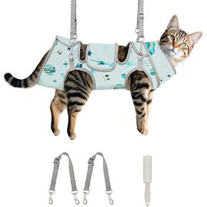 Supet Cat Grooming Hammock, Self-Adherent Wrap for Cutting Nails, Anti-Escape Calming Grooming Bag for Medicine, Nail Clipping, Teeth Brushing, Ear Cleaning