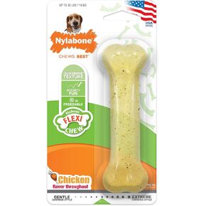Nylabone Original Bone Flexi Chew Toy for Dogs, Dog Toys for Moderate Chewers, Chicken Flavor, Medium - Up to 35 lbs, 1 Count