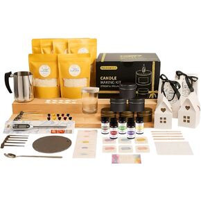 WAYONE LLC Candle Making Kit - DIY Starter Soy Candle Making Supplies Kit - Soy Wax, Full Set - 1 Jars & 6 Tins, 5 Pleasant Scents, Color Dyes & More, Perfect Candle Making Kit for Adults
