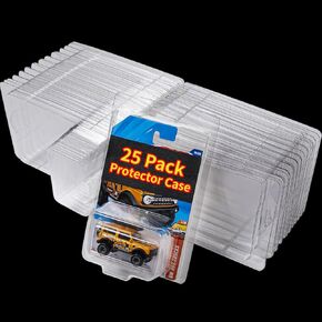 SUNFATT Protector Case for Hot Wheels,25 Pack Display and Storage Protector Packs for 1/64 Scale Diecast Cars,Clear Plastic Showcase with Snap-fit Clasp,Fits Basic Hot Wheels and Matchbox Cars