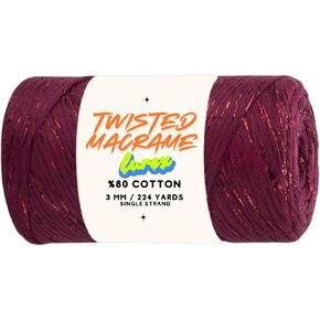Twisted Macrame VR Cord 250g 672 feet 224 Yards Single Strand 4mm-5mm Twine Rope Sparkle Natural Cotton Cord String Crafts Wall Hanger Plant Thread Hanging 1 Skein VR 90919