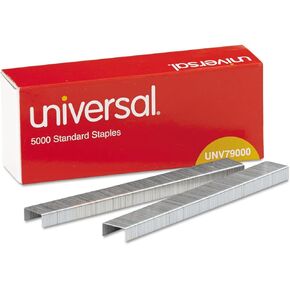 Universal 79000VP Standard Chisel Point 210 Strip Count Staples, 5,000/Box, 5 Boxes per Pack