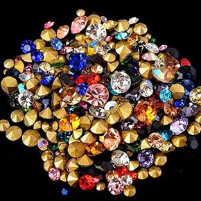 ss2-ss22 Mix Sizes Round Glass Stone Pointed Back Crystal Rhinestone Nail Art Decorations Necklace Earring Brooch Repair Jewelry (Color: Mix Colors, Number of Pcs: 6grams per Bag)
