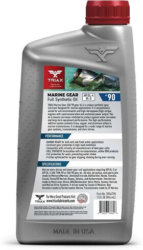 TRIAX Marine Gear Oil SAE 90 - Full Synthetic - Compatible with All Stern Drives, Bow Thrusters, and Lower Gear Units in All Boats and Jet Ski from All OEM's (1 Quart) in Saudi Arabia