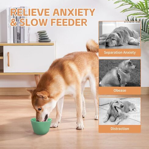 Dog Lick Bowl, Anxiety Relief Slow Feeder Treat Dispenser, Silicone Anti-chocking Pet Dish, Non-Slip Dog Licking Bowl Interactive Entertainment Puzzle Toy for Small & Medium-Dark Blue in Kuwait