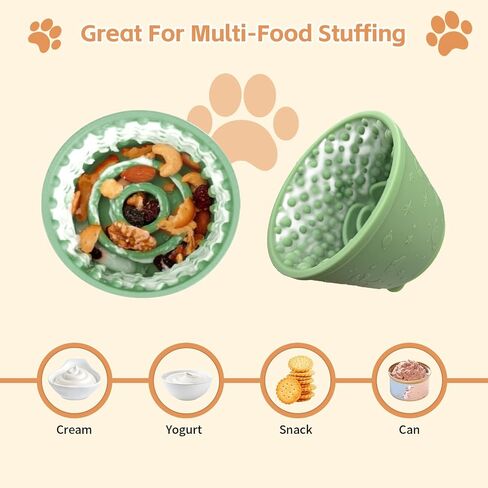 Dog Lick Bowl, Anxiety Relief Slow Feeder Treat Dispenser, Silicone Anti-chocking Pet Dish, Non-Slip Dog Licking Bowl Interactive Entertainment Puzzle Toy for Small & Medium-Dark Blue in Kuwait