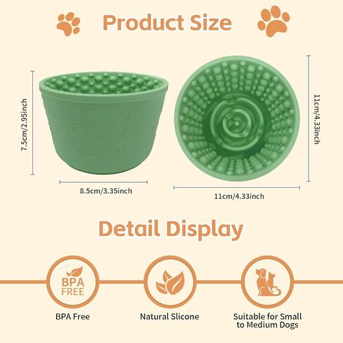 Dog Lick Bowl, Anxiety Relief Slow Feeder Treat Dispenser, Silicone Anti-chocking Pet Dish, Non-Slip Dog Licking Bowl Interactive Entertainment Puzzle Toy for Small & Medium-Dark Blue in Kuwait
