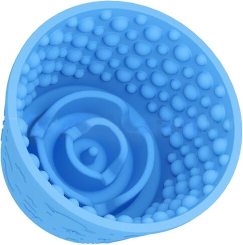 Dog Lick Bowl, Anxiety Relief Slow Feeder Treat Dispenser, Silicone Anti-chocking Pet Dish, Non-Slip Dog Licking Bowl Interactive Entertainment Puzzle Toy for Small & Medium-Dark Blue in Kuwait