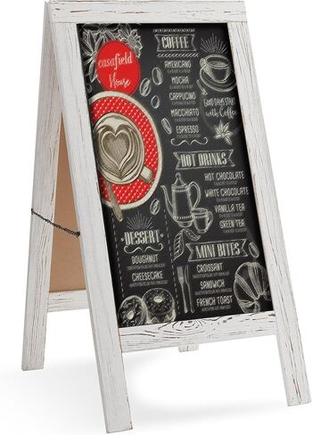 Casafield A Frame Chalkboard Sign, 40" x 20" Rustic Brown Double-Sided Magnetic Menu Board for Restaurants, Sandwich Shops, Cafés, Sidewalks, Weddings in Saudi Arabia