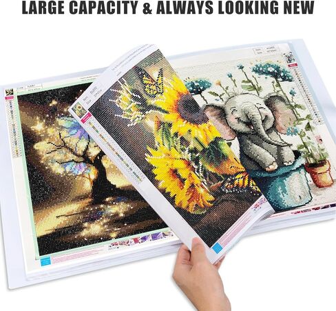 Diamond Painting Accessories Art Storage,16.2x12 inch Art Collection Book Folder, 30 High-Definition Transparent Pockets, Thickened Material (White） in Kuwait