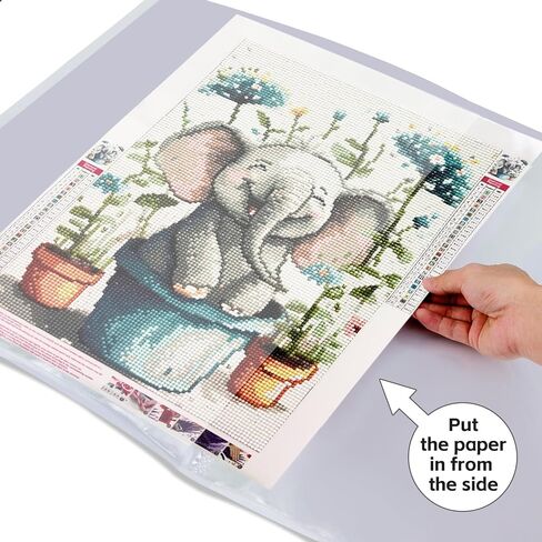 Diamond Painting Accessories Art Storage,16.2x12 inch Art Collection Book Folder, 30 High-Definition Transparent Pockets, Thickened Material (White） in Kuwait