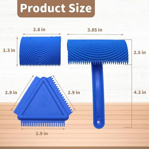 3 Pack Wood Grain Tool (Blue)-Natural Woodgrain Maker for Decorative Painting Premium Wood Graining Tool Set Enhance Your DIY Projects with Wood Grain Patterns，2 of Them are Removable and Interchangea in Kuwait