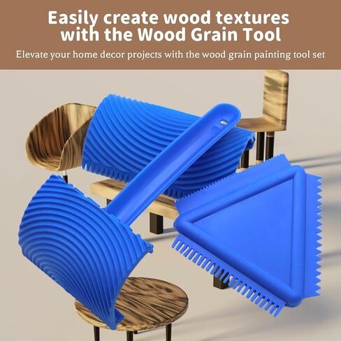 3 Pack Wood Grain Tool (Blue)-Natural Woodgrain Maker for Decorative Painting Premium Wood Graining Tool Set Enhance Your DIY Projects with Wood Grain Patterns，2 of Them are Removable and Interchangea in Kuwait
