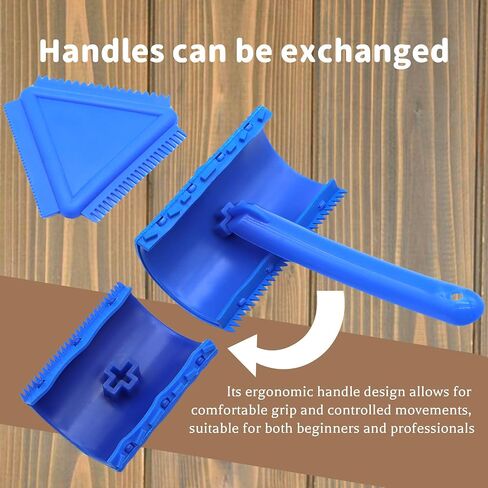 3 Pack Wood Grain Tool (Blue)-Natural Woodgrain Maker for Decorative Painting Premium Wood Graining Tool Set Enhance Your DIY Projects with Wood Grain Patterns，2 of Them are Removable and Interchangea in Kuwait