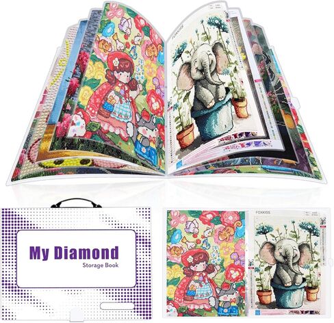 Diamond Painting Accessories Art Storage,16.2x12 inch Art Collection Book Folder, 30 High-Definition Transparent Pockets, Thickened Material (White） in Kuwait