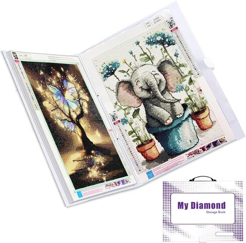 Diamond Painting Accessories Art Storage,16.2x12 inch Art Collection Book Folder, 30 High-Definition Transparent Pockets, Thickened Material (White） in Kuwait