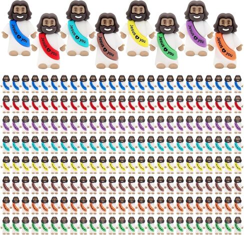YuDanae Brown Mini Jesus Figures Rubber Jesus Figurines Toys in Bulk Religious Party Favors Sunday School Craft Baptism Gifts for Easter Egg Stuffers (Multicolor, 100pcs) in Saudi Arabia