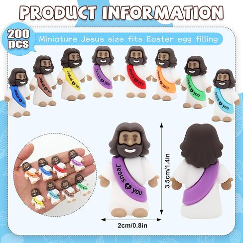 YuDanae Brown Mini Jesus Figures Rubber Jesus Figurines Toys in Bulk Religious Party Favors Sunday School Craft Baptism Gifts for Easter Egg Stuffers (Multicolor, 100pcs) in Saudi Arabia