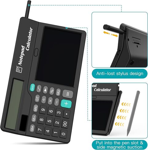 آلة حاسبة Wicue مع مفكرة وكمبيوتر لوحي للكتابة LCD، حاسبات مكتبية كبيرة الحجم ذات 12 رقمًا مع قلم مغناطيسي، تدعم الطاقة الشمسية والبطارية، آلة حاسبة متعددة الوظائف للمكتب والمدرسة والمنزل in Kuwait