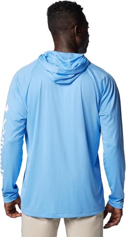 Columbia Men's PFG Terminal Tackle Fishing Hoodie, Breathable, UV Sun Protection, White Cap/White Logo,5X Tall in Saudi Arabia