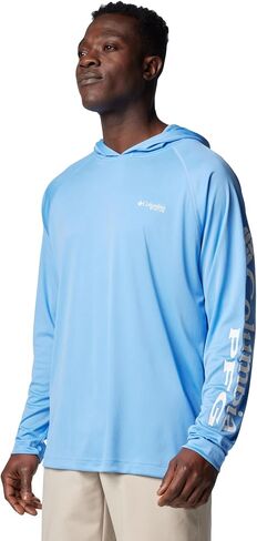 Columbia Men's PFG Terminal Tackle Fishing Hoodie, Breathable, UV Sun Protection, White Cap/White Logo,5X Tall in Saudi Arabia
