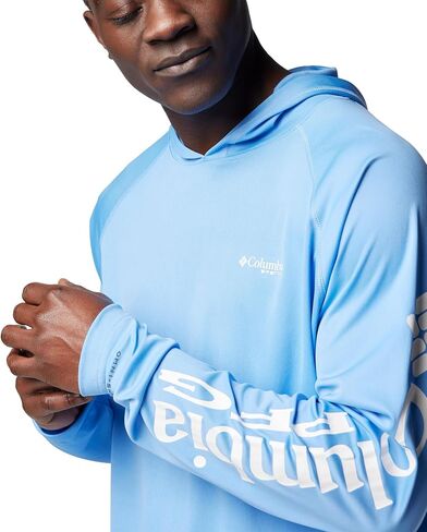 Columbia Men's PFG Terminal Tackle Fishing Hoodie, Breathable, UV Sun Protection, White Cap/White Logo,5X Tall in Saudi Arabia