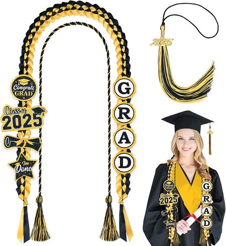 التخرج LEIS 2025 TRAGUTION TRAVERS TASSEL مع 2025 سحر ذهبي ، أموال التخرج LEIS 8 GRAGUTION PATCES STASS CORD TOSSEL FOR TRAVENTION in Kuwait