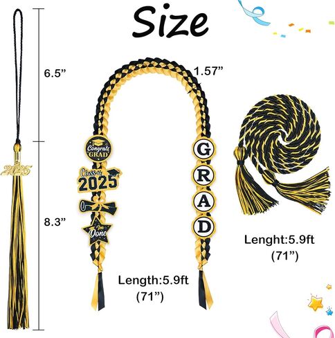 التخرج LEIS 2025 TRAGUTION TRAVERS TASSEL مع 2025 سحر ذهبي ، أموال التخرج LEIS 8 GRAGUTION PATCES STASS CORD TOSSEL FOR TRAVENTION in Kuwait