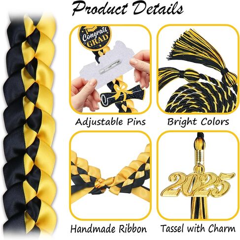 التخرج LEIS 2025 TRAGUTION TRAVERS TASSEL مع 2025 سحر ذهبي ، أموال التخرج LEIS 8 GRAGUTION PATCES STASS CORD TOSSEL FOR TRAVENTION in Kuwait